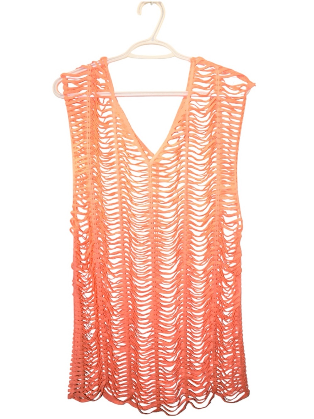 Sleeveless Coral V-Neck Swim Coverup